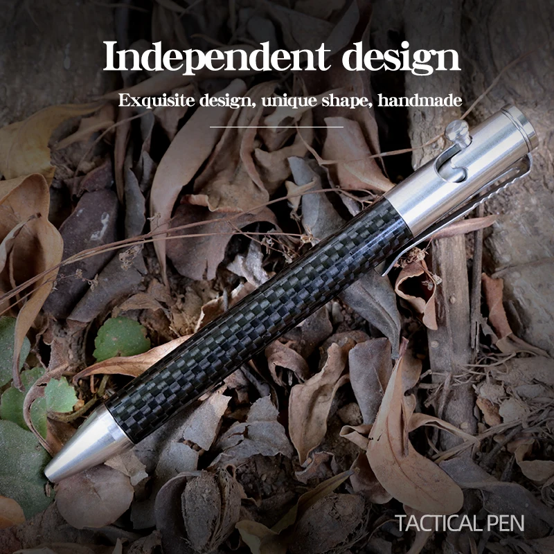Stainless steel carbon fiber tactical pen broken window writing pen to carry with you