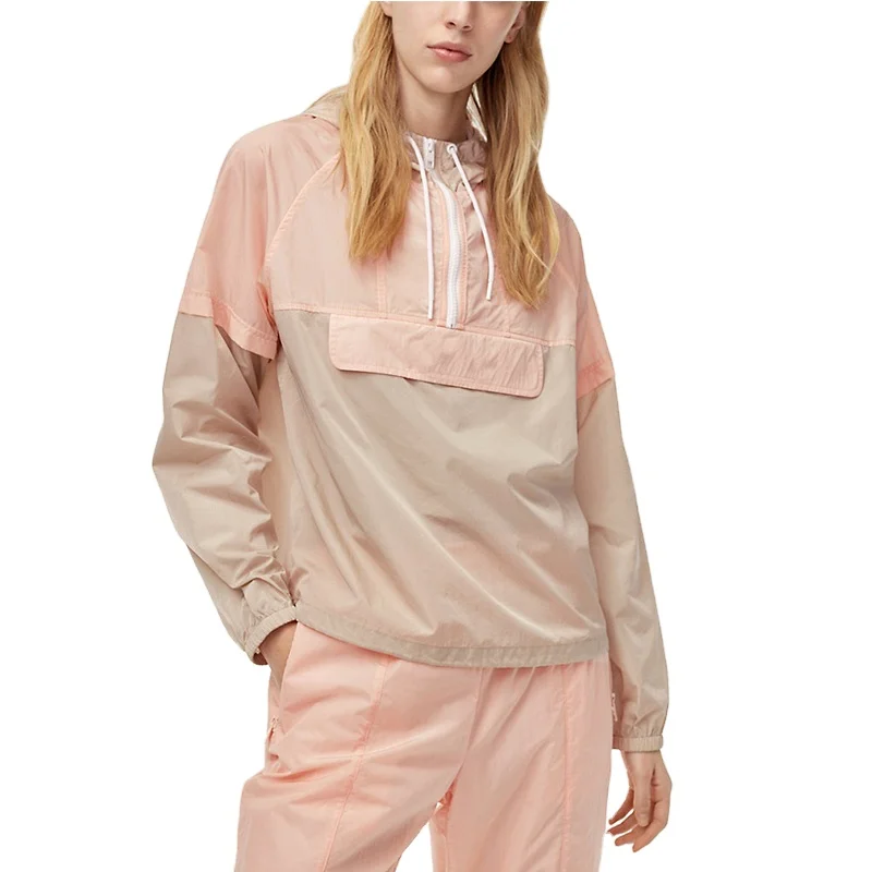 custom women pullover athletic hooded anorak jacket windbreaker