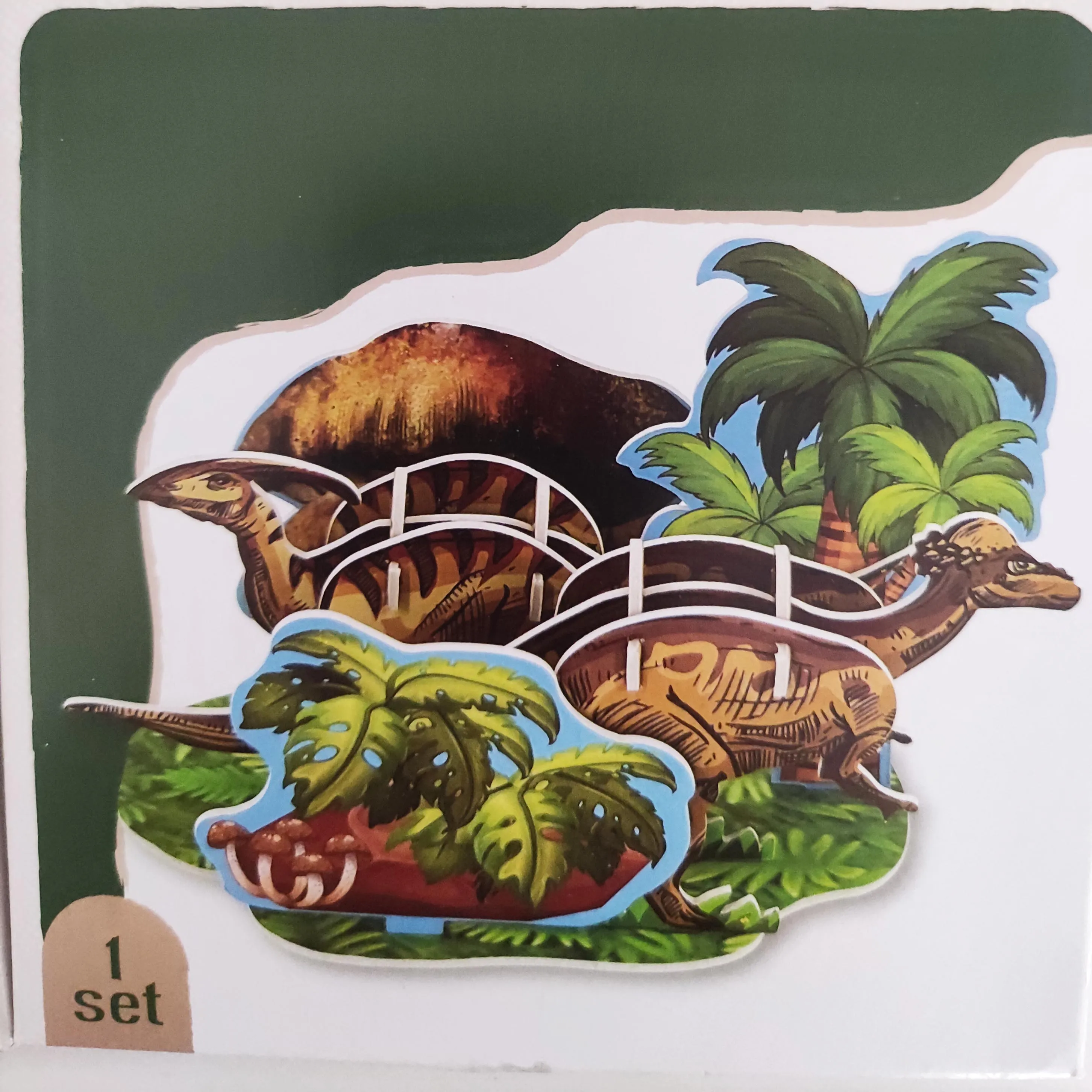 DIY Kit 3D Paper Puzzle 3 Assorted Dinosaurs Premium Cardboard Models Educational Craft -Rex