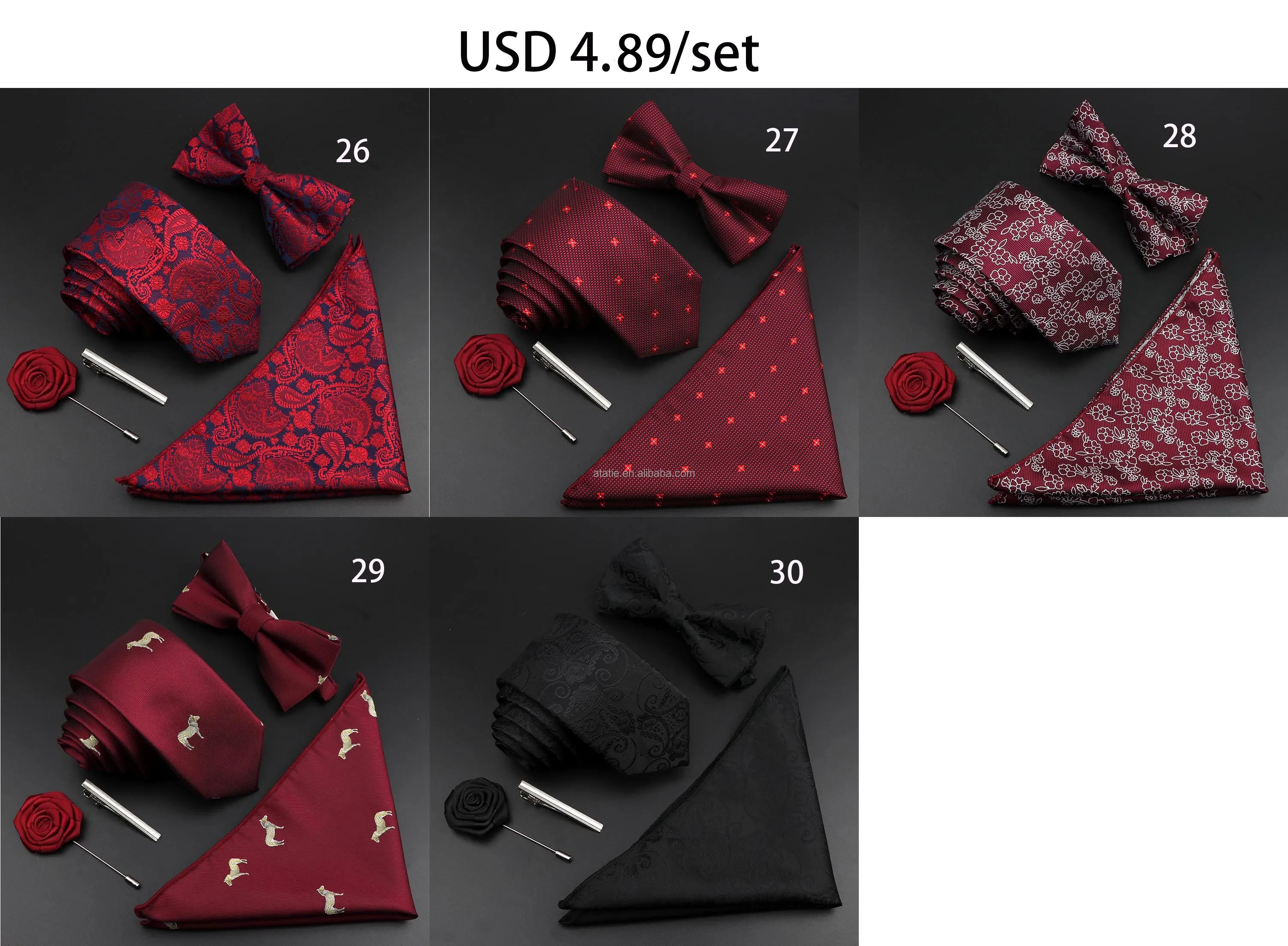 Новый однотонный Шелковый мужской комплект из галстука и бабочки полиэстера жаккарда винтажный Красный синий галстук для жениха деловой свадебный костюм