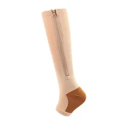 Drop Shipping Copper Compression Sock Stockings Zipper Sock with Open Toe Medical Breathable Compression Medias Socks