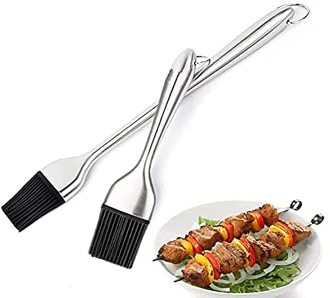 Силиконовая щетка для барбекю, не содержит Бисфенол А, с ручкой из нержавеющей стали, для приготовления барбекю
