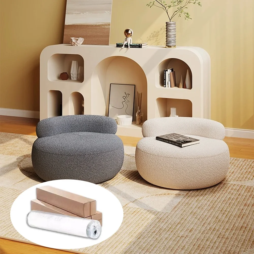 Compress Sofa Chair Minimalist Modern Hotel Room Living Room Chairs Soft Plush Fabric Single Small White Sofa stool