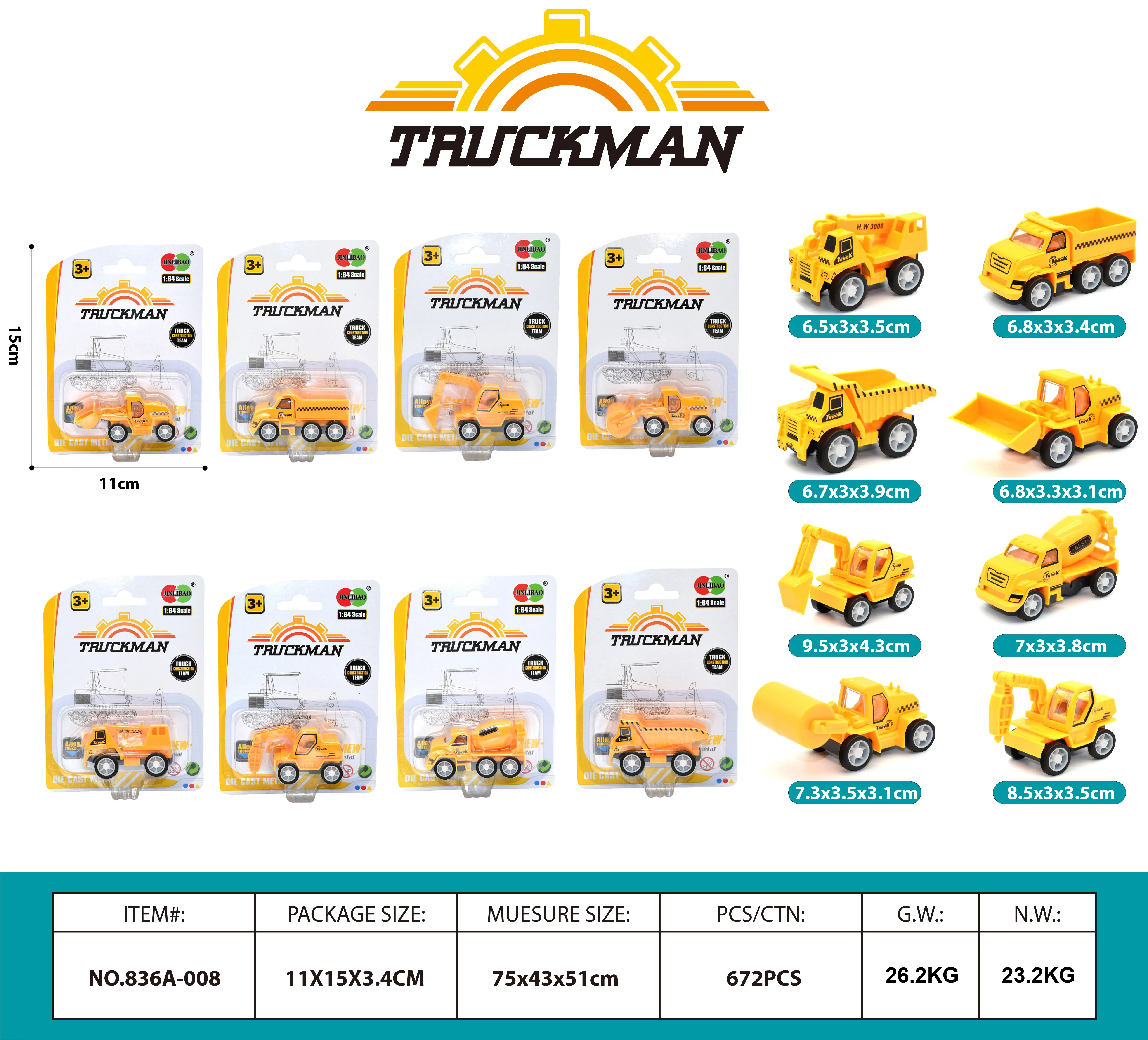 1:64 Die-casting Engineering Vehicle Alloy Car Model Diecast Car Toy Vehicles Diecast Toys For Kids With Various Packaging