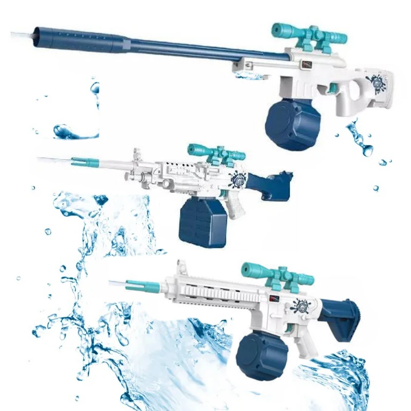 2023 Summer Gift Electric Water Gun Toy AWM M416 M249 Large High Pressure Plastic for Adults and Kids Colored Box Unisex
