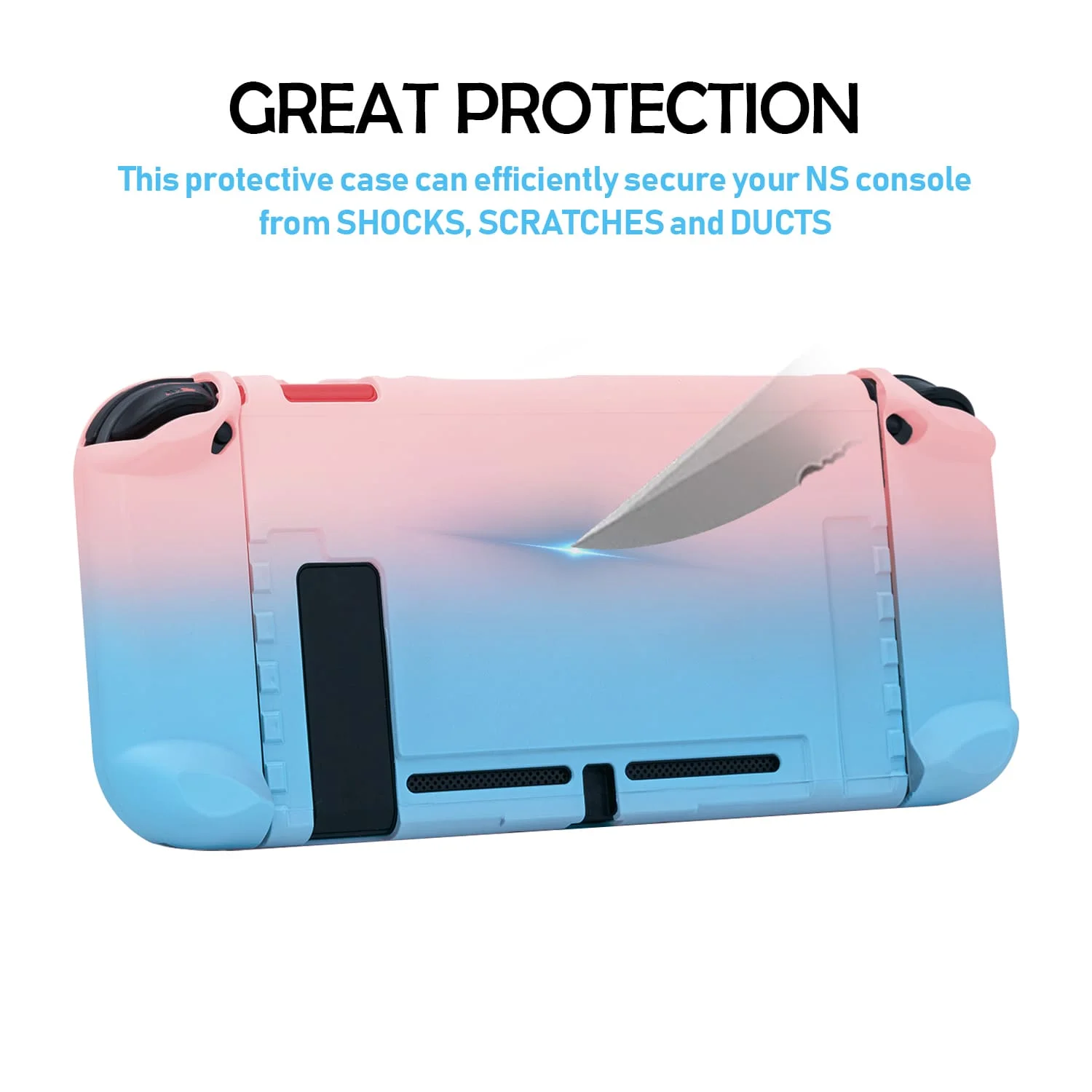  OEM Project Design Dockable Protective Case Shell with for Joy-con Faceplate and Thumb Nintendo Switch Pink/Blue