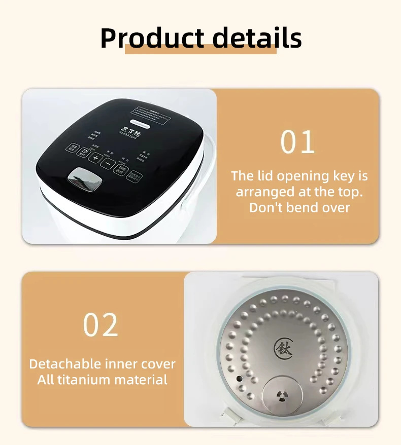 Electrical Portable Household Healthy 2.5L 500W Titanium ineer 3D heating Touch type touch screen Intelligent Rice Cooker