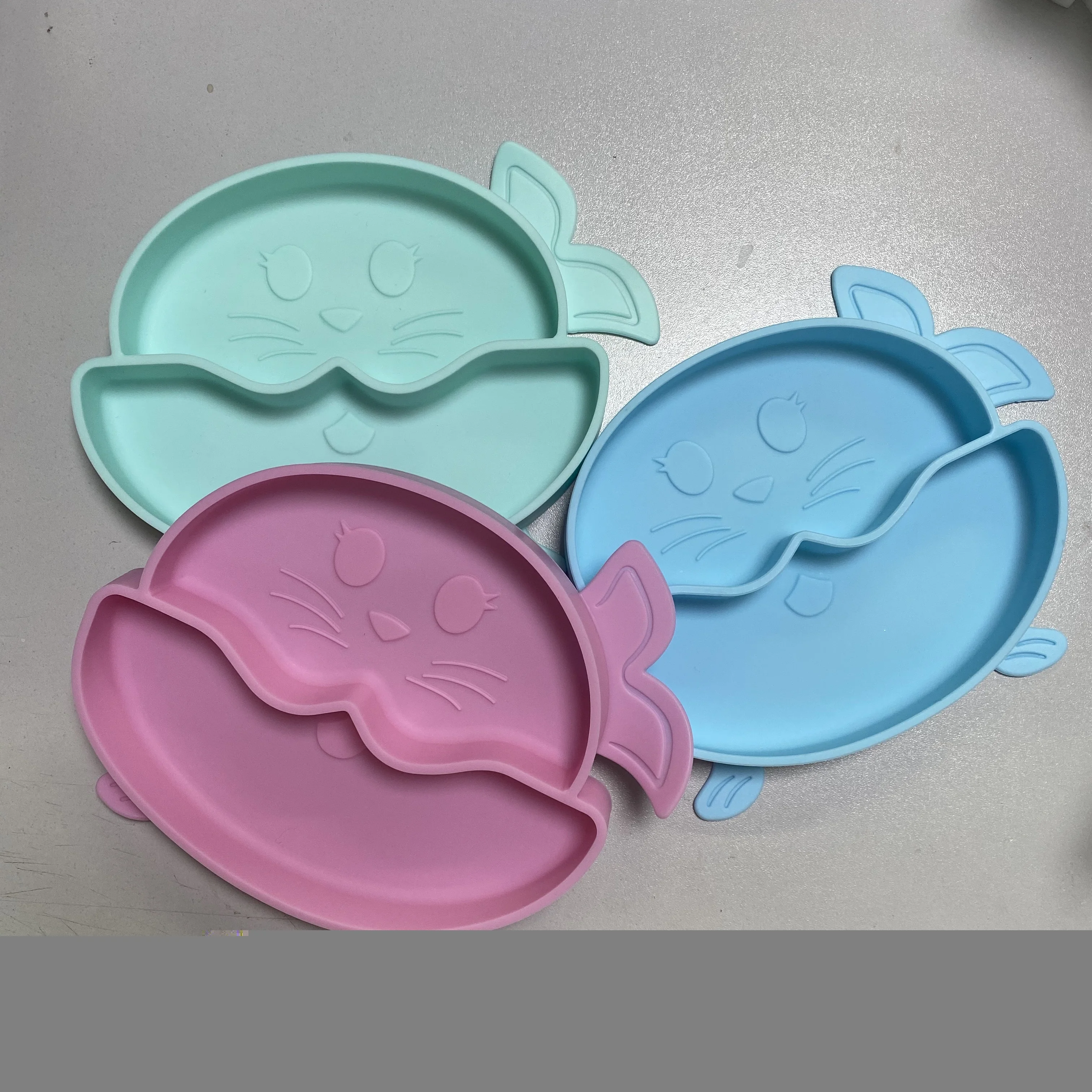 NCYLIFE Novelty Baby Silicone Rubber Plate with Suction Cup Eco Friendly Nonslip