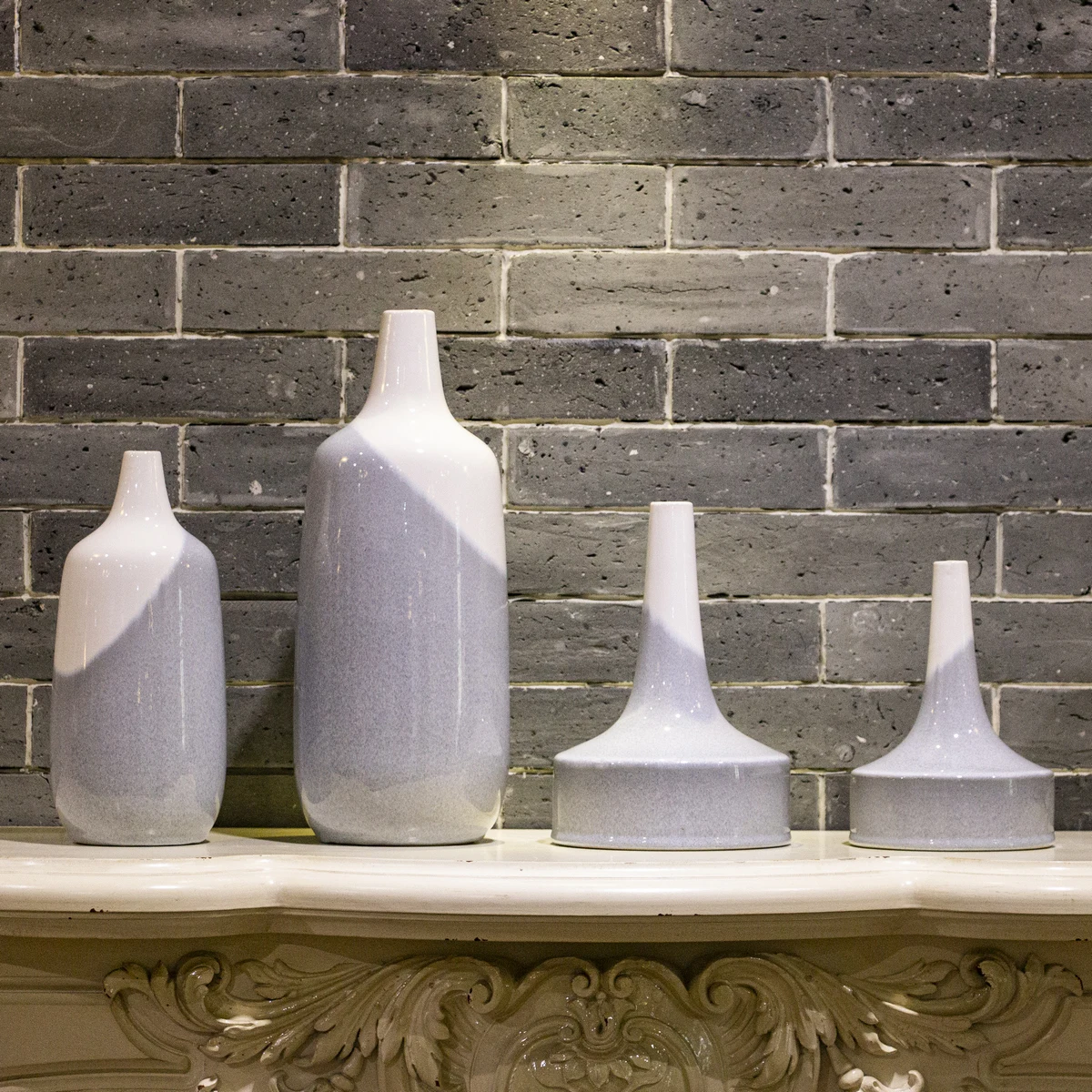 
Nordic Modern White&Blue Pottery Vase Ceramic Porcelain Flower Vase Sets For Home Decor 