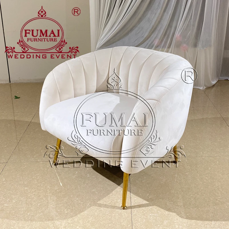 White Velvet Single Seater Soft Wedding Sofa Chair