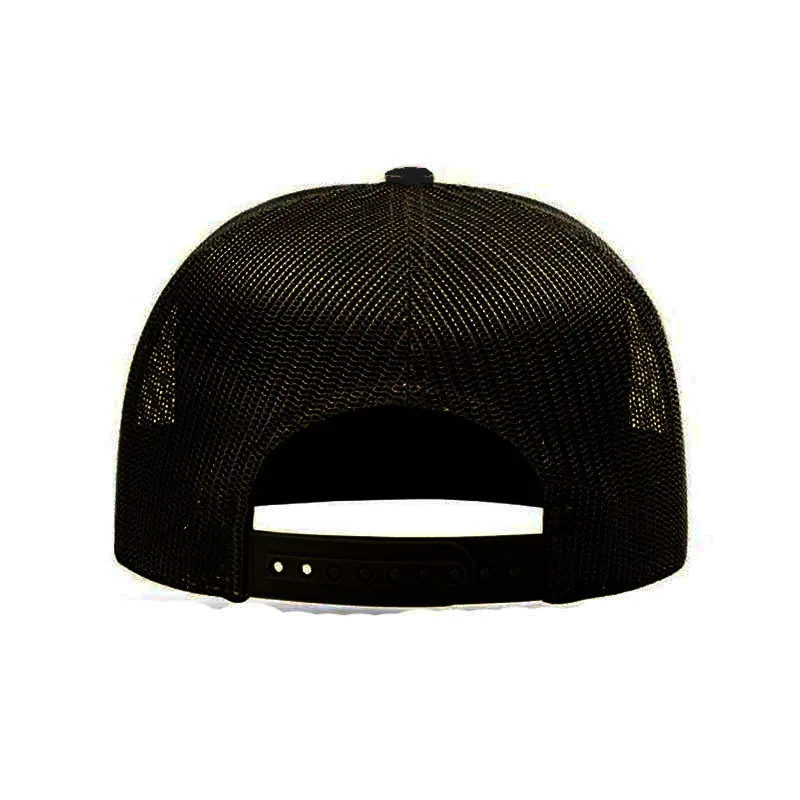 Customized Full Black Hat Mens  Trucker Cap  Seven Panel Snapback Hat With 7 Panel