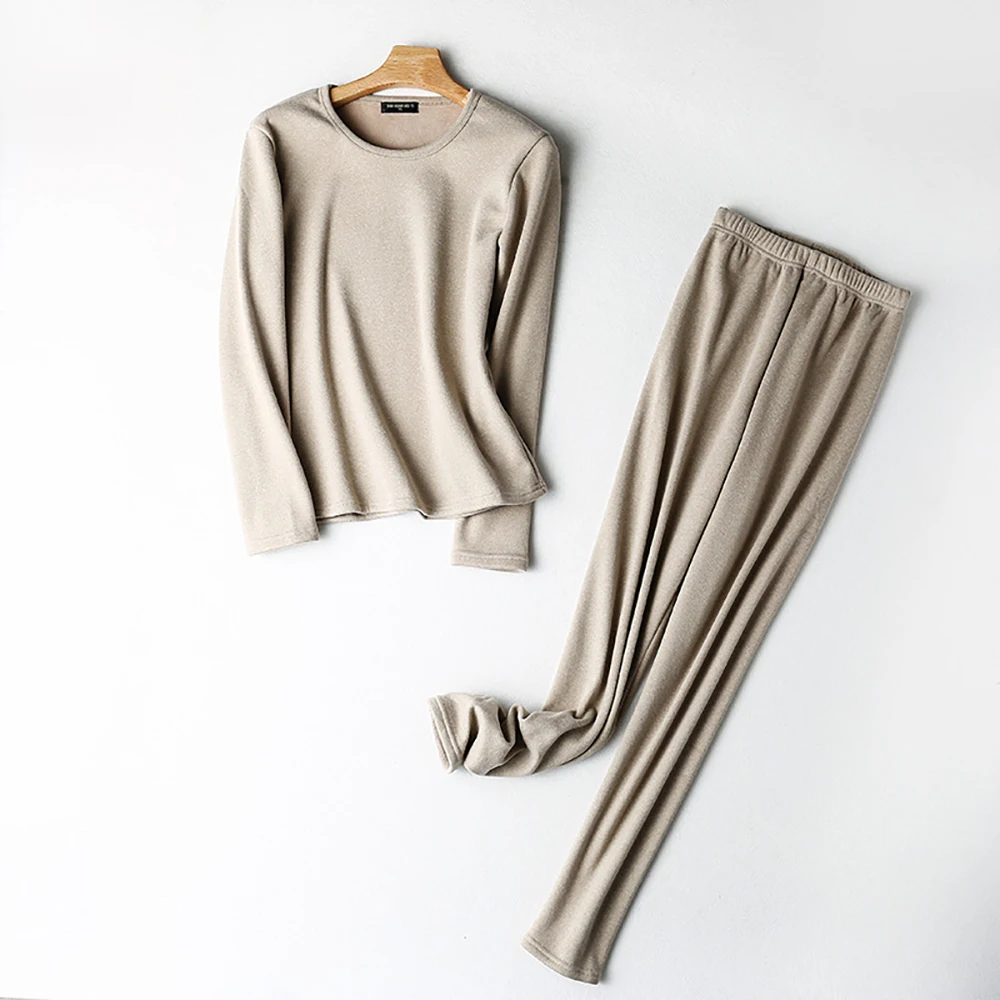 Ama Larsi Wholesale Hot Sale Seamless 2 Piece Long Sleeve Sets  Winter Warm Plus Size Adult Thermal Underwear Sets