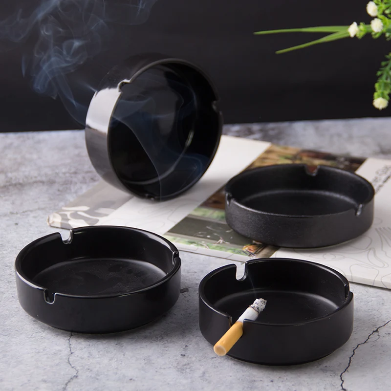 Factory Eco Friendly Glazed Colorful Custom Logo Modern Golden Ash tray Ceramic Car Cigar Ashtray Outdoor For Office