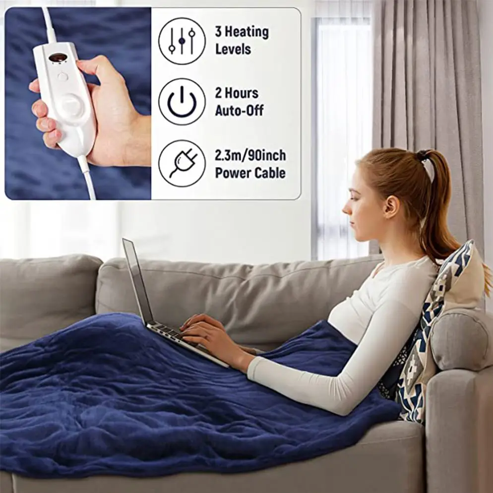 Professional Manufacturer Competitive Price Grey Flannel Electric Heated Throw Blanket