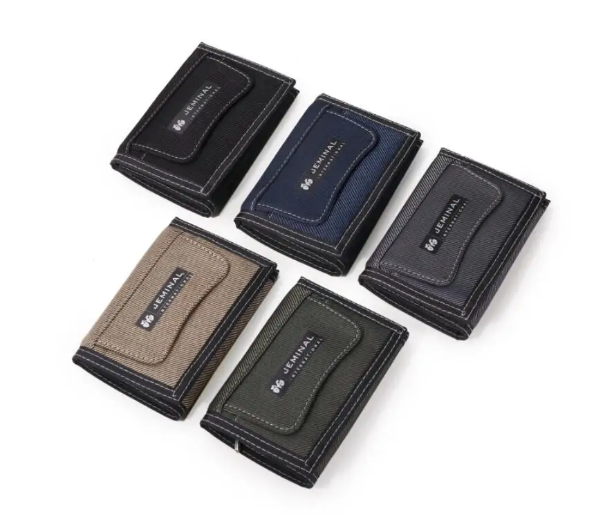 Новый Повседневный джинсовый короткий кошелек нейтральный холщовый мужской кошелек с несколькими отделениями для карт