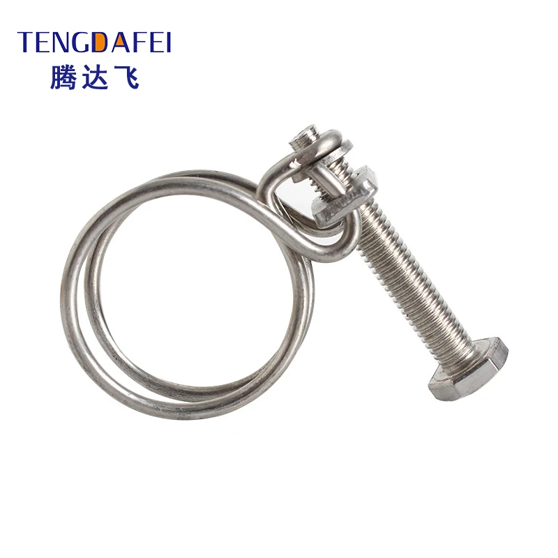 Factory Wholesale 304 Stainless Steel Pipe Clamps Double Wire Bolts Adjustable T Bolt Double Wire Hose Clamp