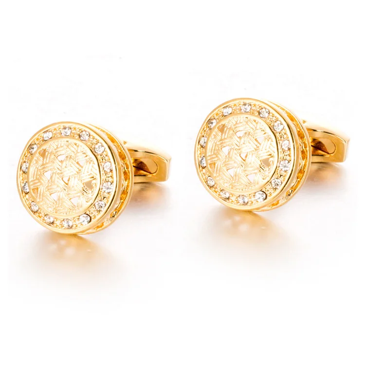 Rose Gold Pearl Shell  Cufflinks Round Cuff links Studs Set for Men Custom Business Wedding Jewelry Shirt Button Cufflinks