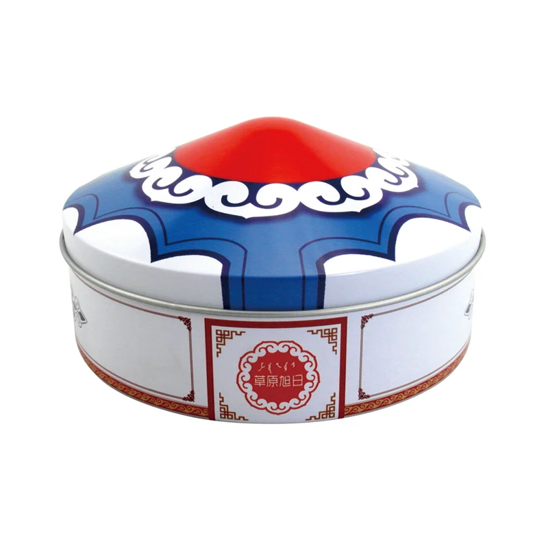 Customized Mongolian Yurt Dome Top Tea Candy Cookies Gift Metal Cans Rotation Musical Carousel Shape Tin Box