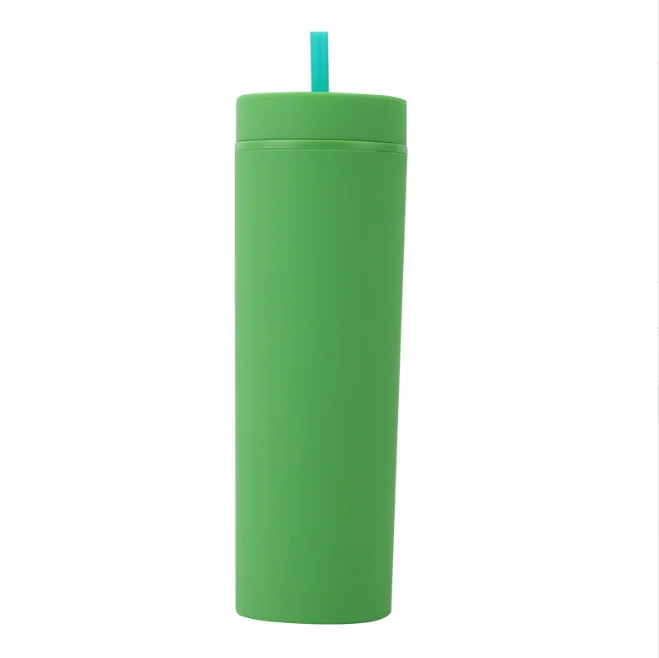 Двухслойная пластиковая соломенная чашка 16 унций