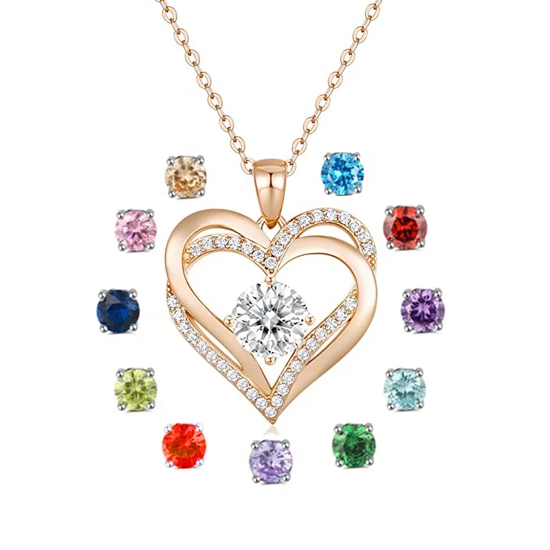 925 Sterling Silver 12 Birthstone Infinity Love Heart Pendant For Women Birthday Constellation 2024 Fashion zodiac Jewelry