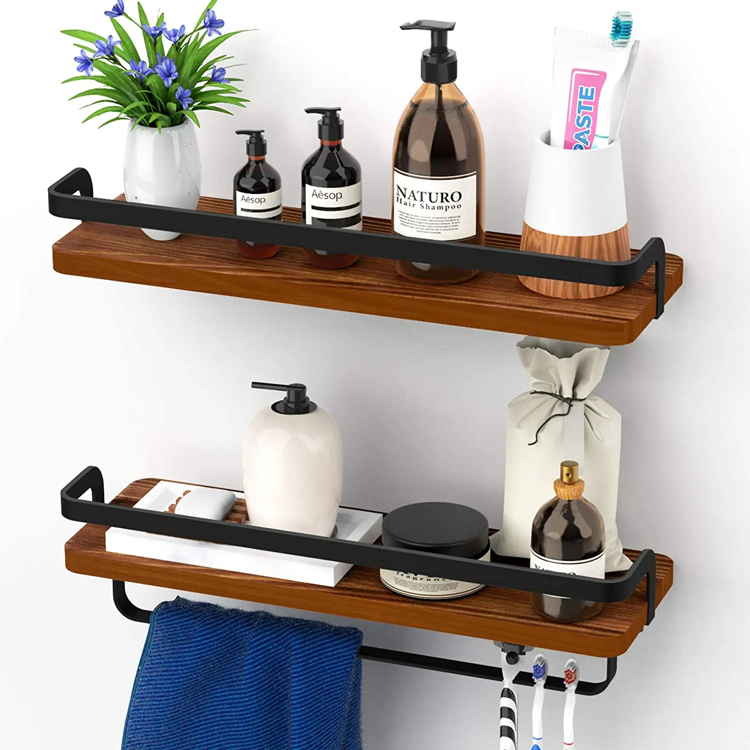 Bathroom Wall Shelves wall mounted bathroom shelf with Towel Bar wall mount bracket