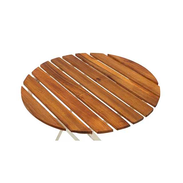 Outdoor Patio Bistro Set Metal Folding Table with ACACIA Wood