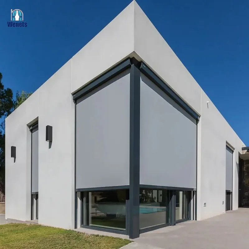 Windproof/Waterproof Sunshades Channel Guided Custom Zipper Outdoor Roller Blinds  For Terrace  Patio