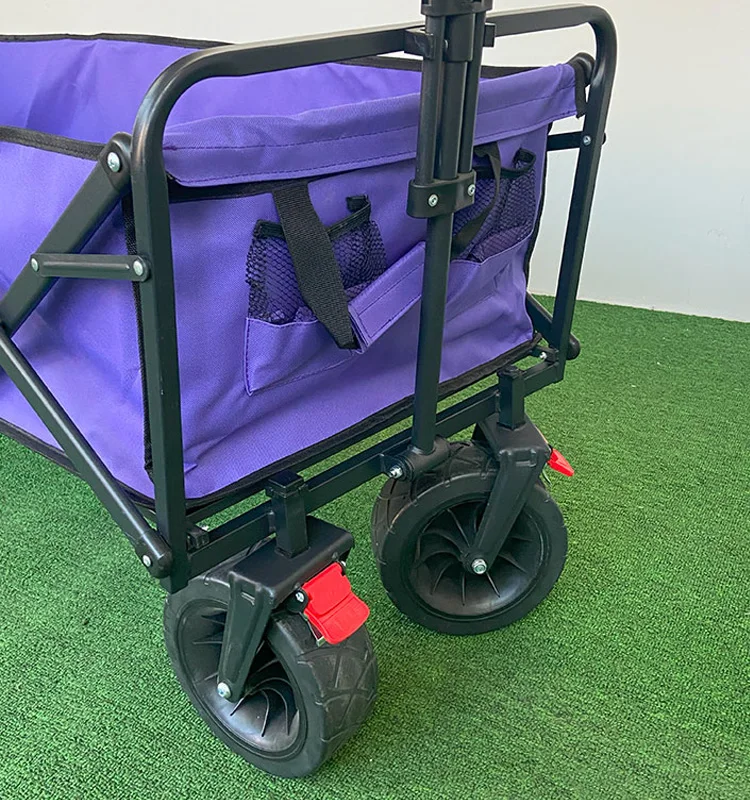 120L Large Capacity Heavy Duty Purple Waterproof Canvas Collpasible Wagon Trolley Cart For camping Shopping
