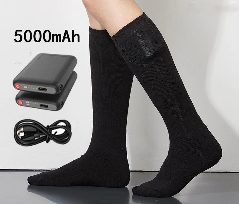 USB Far Infrared Knitting Heating socks for foot warming Heated Socks with 3 Heat Settings for Men Women Outdoor