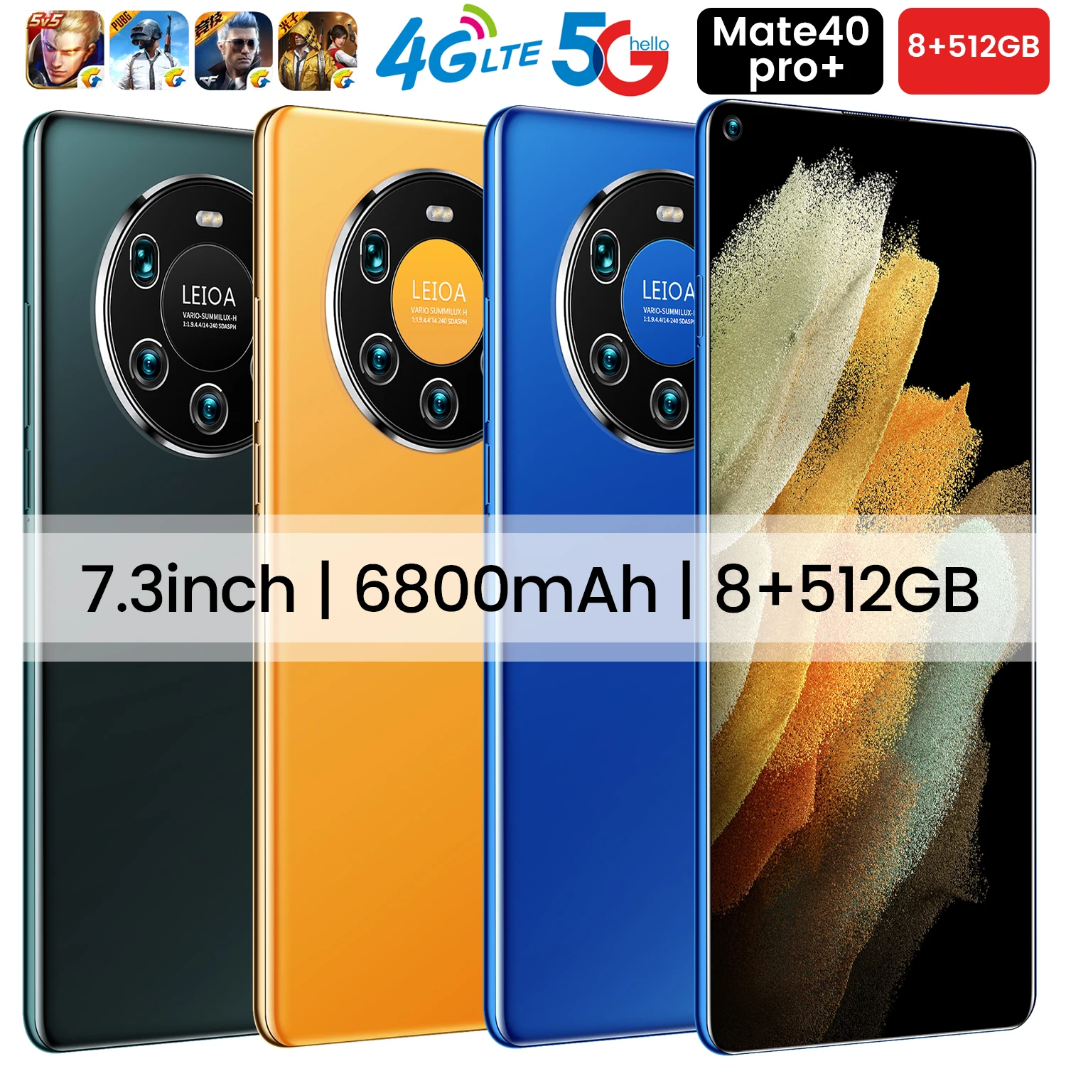 High quality  HUA Wei mate 40 pro mobile phone 8GB+512GB camera cellphone HD full screen cheap mobile phone