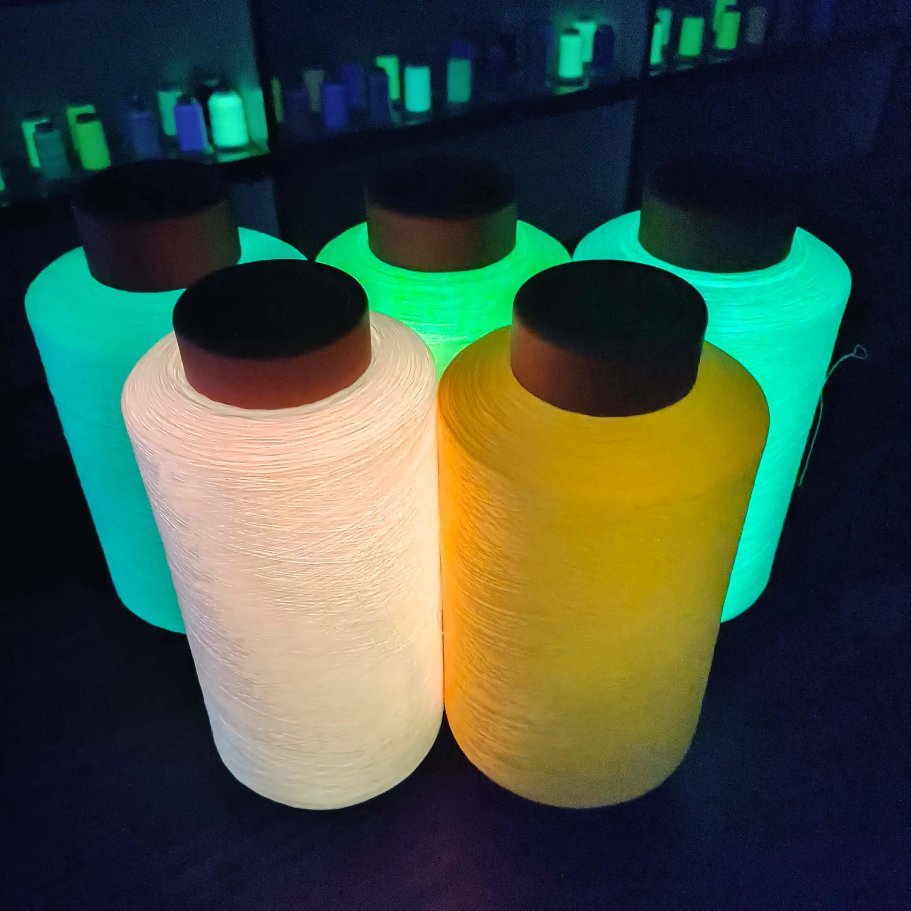Glow in the Dark Socks Webbing Elastic Yarn DTY 75D 150D 300D Luminous Weaving Yarn Luminous Knitting Yarn for Christmas Gift