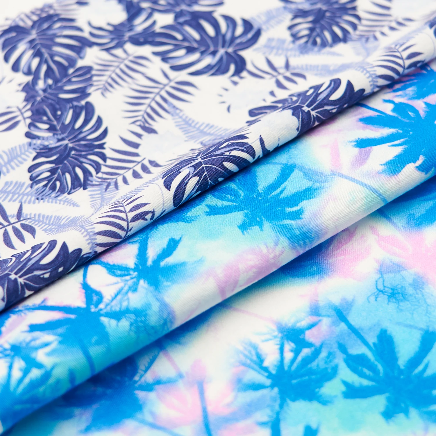 Wholesale hawaii shirt fabric holiday tropical coconut tree design fabric for shirt and shorts