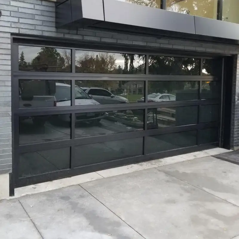 10 x 10 Factory Direct Customized Roll-Up Garage Door Insulated Automatic Wooden Glass Garage Door