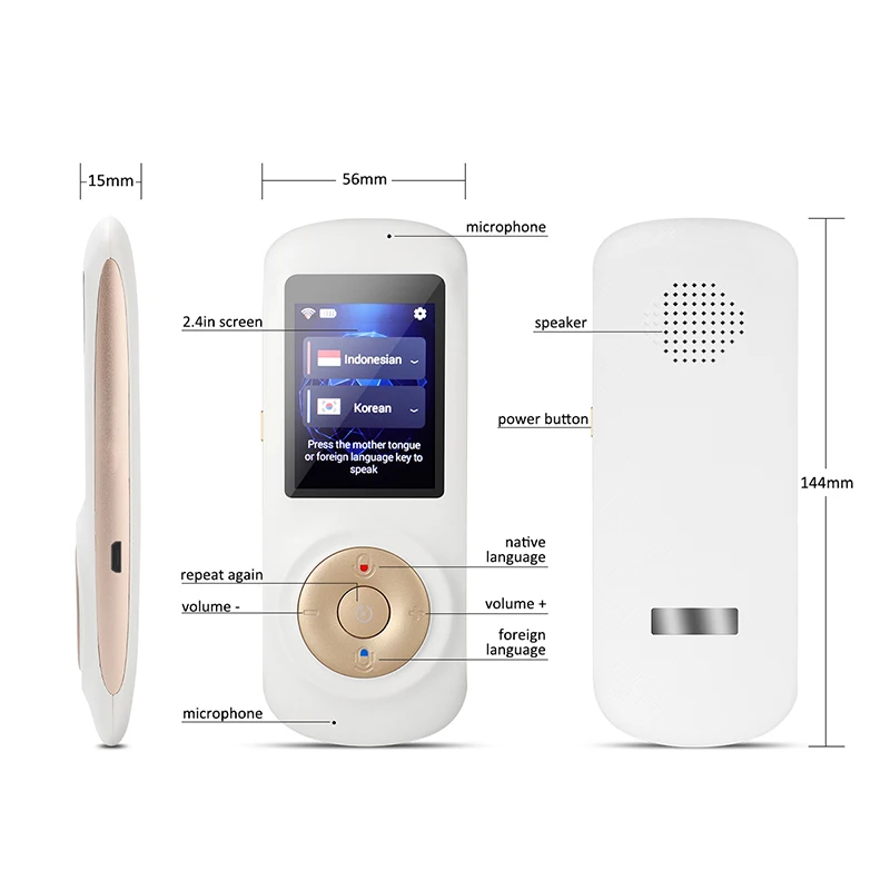 Mini translator T2S Voice translator device Support 82 Languages translator real time