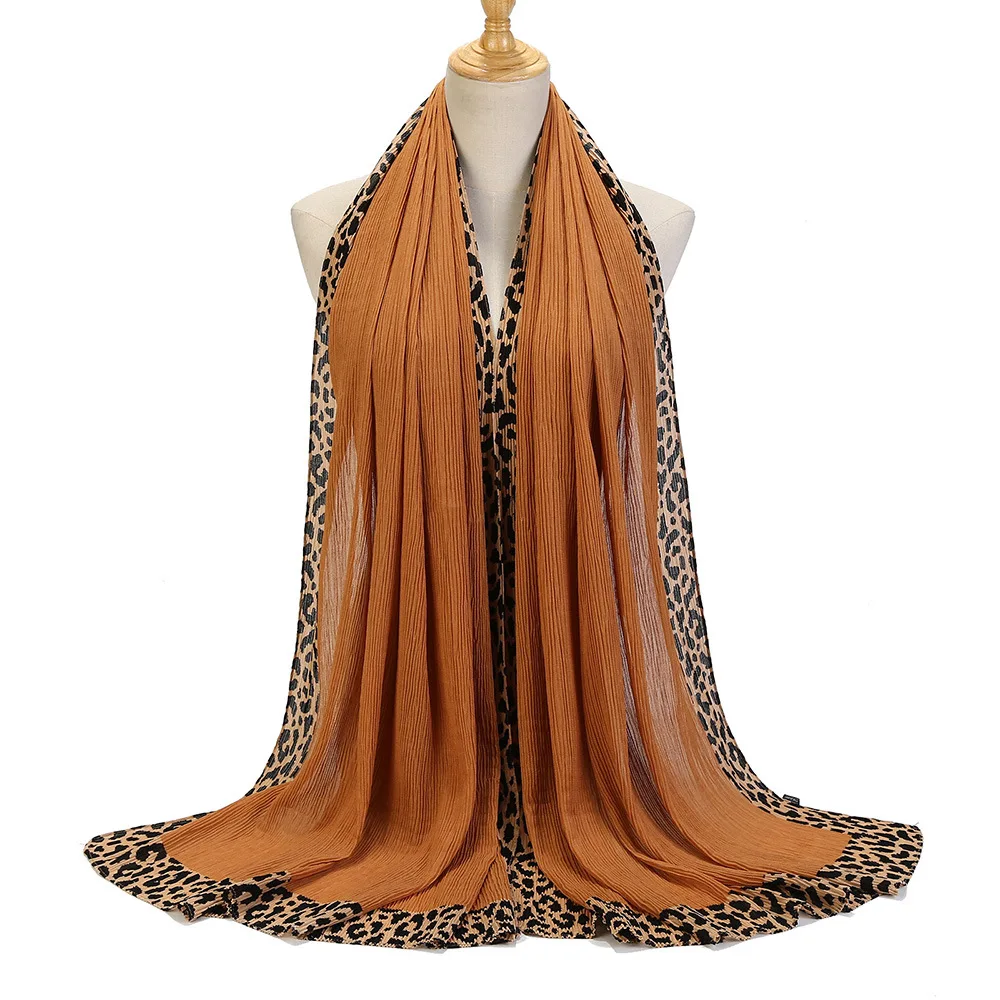 Leopard Embellished Distressed Hijab afghan scarf and hijab in pakistan turkey head scarf