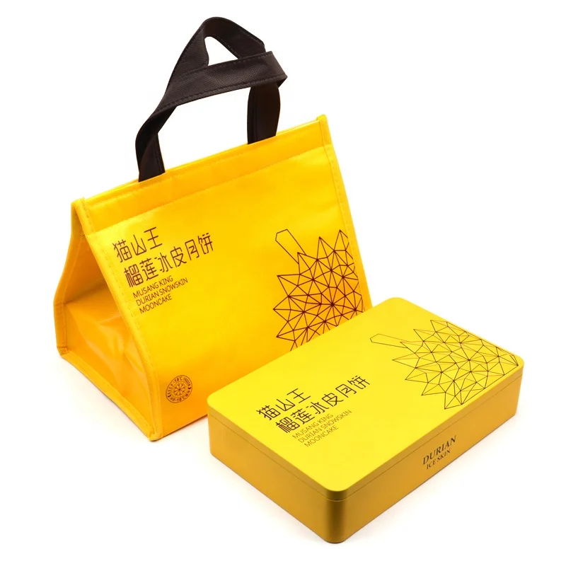 In Stock 2 Design Medium Size Gift Box with 6 Individual Spaces Blister and Insulation Bag Durian Snow Mooncacke Tin Case