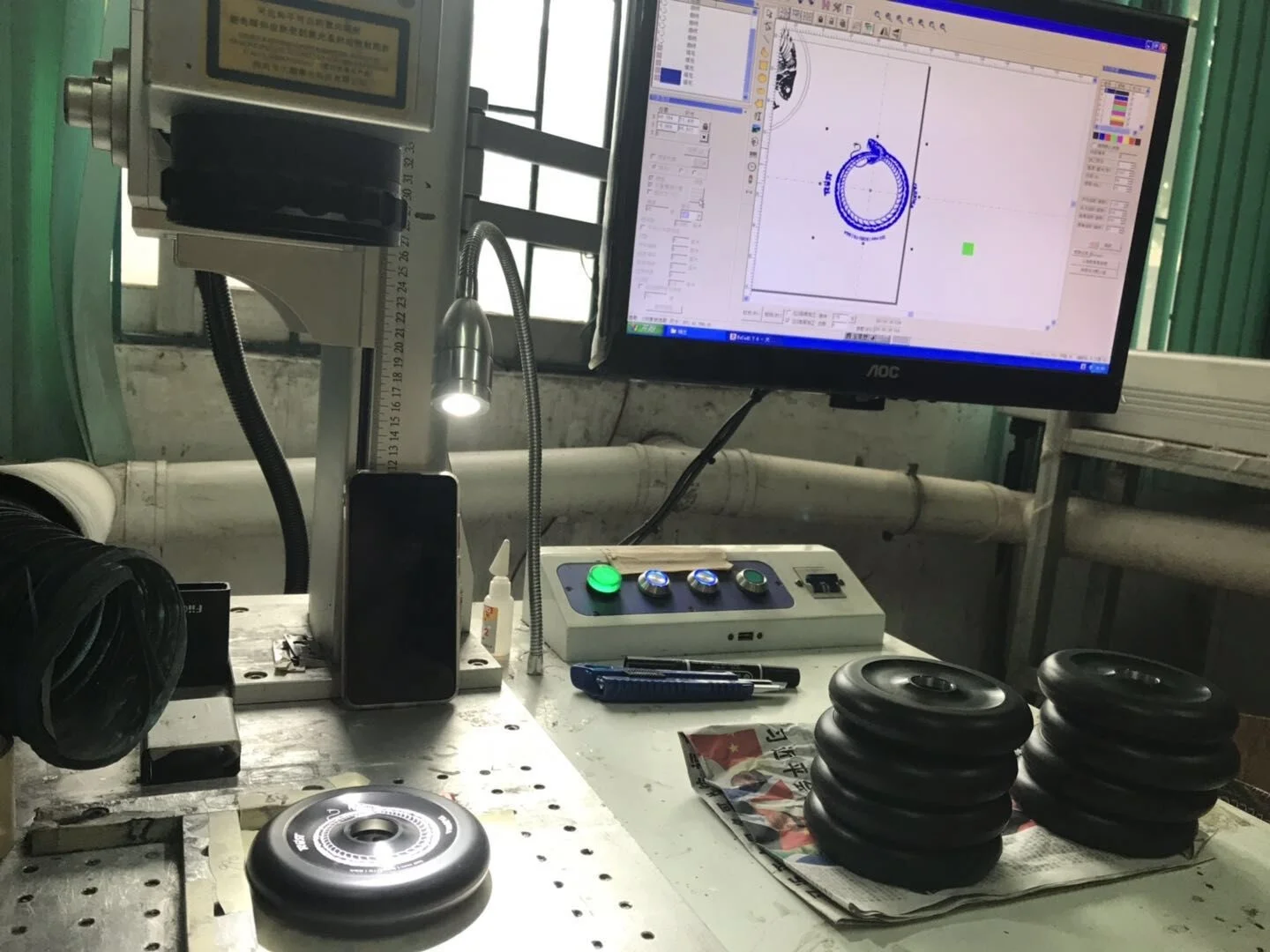 Huoli 5 Star Stunt Scooter Wheels 110mm  Black 88A High Rebound Rubber 24mm ABEC-9 Baering Silk Screen 5 Spoke Scooter Wheels