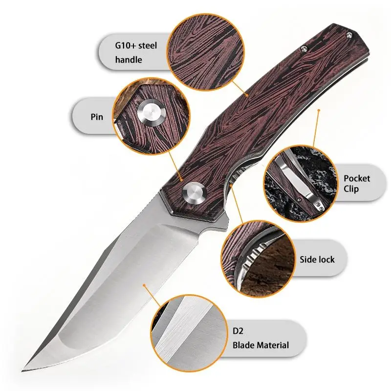 New Product Customized Outdoor Portable Pocket Outdoor Hunting Survival Folding Camping Knife