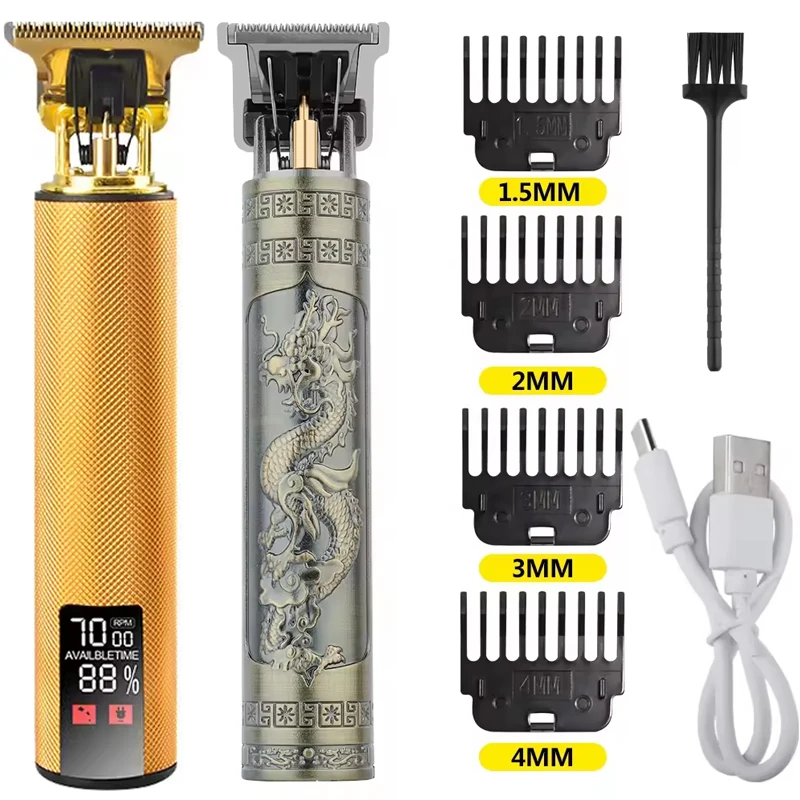 5 Vintage T9 Cordless 0mm Professional Hair Electric Trimmers For Men Hair Cutting Machine Shaver