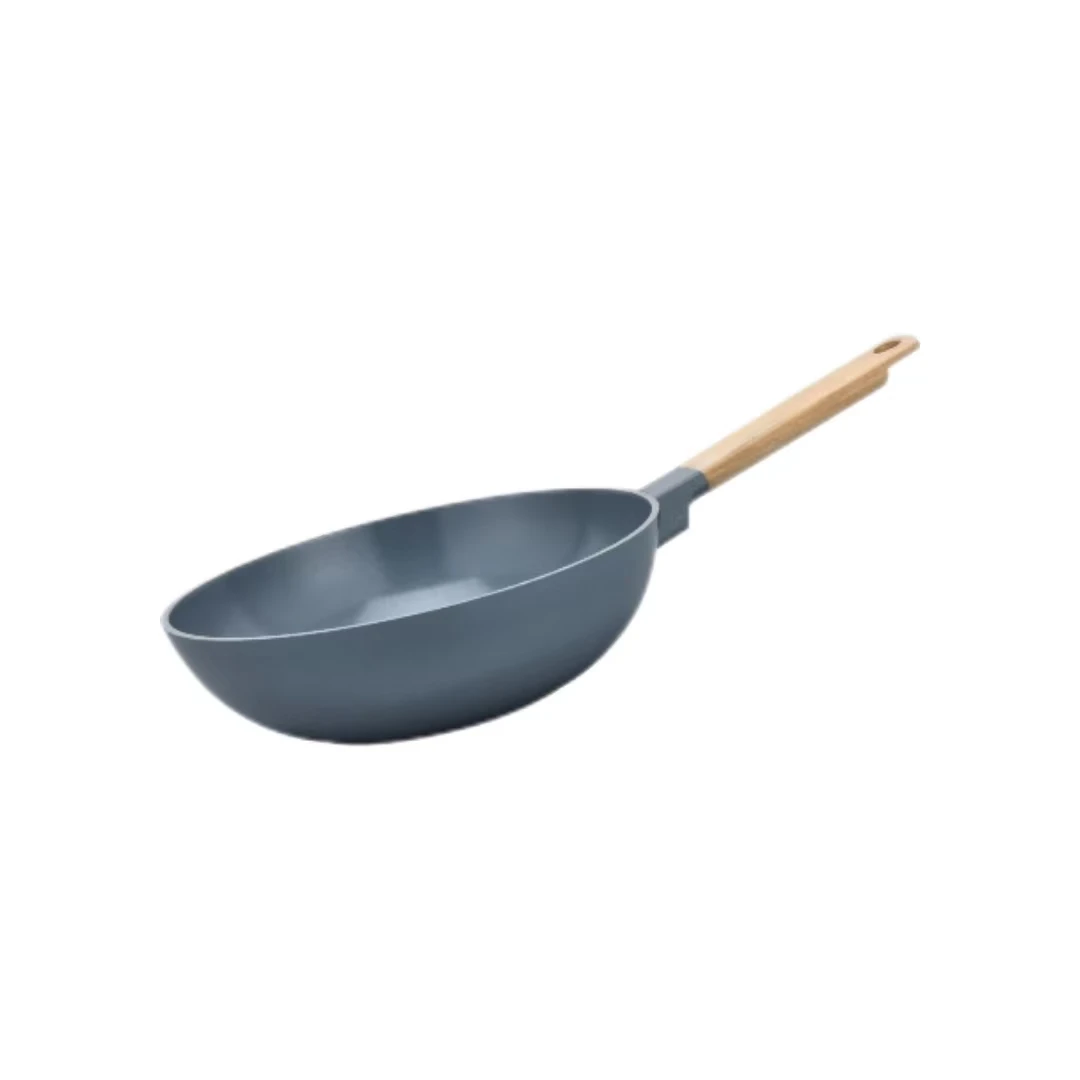 CENTURY 30cm Forged Aluminum Large Frying Pan NonStick Kitchenware with Glass Lid for Gas Induction Stove Blue Gray Coating Woks