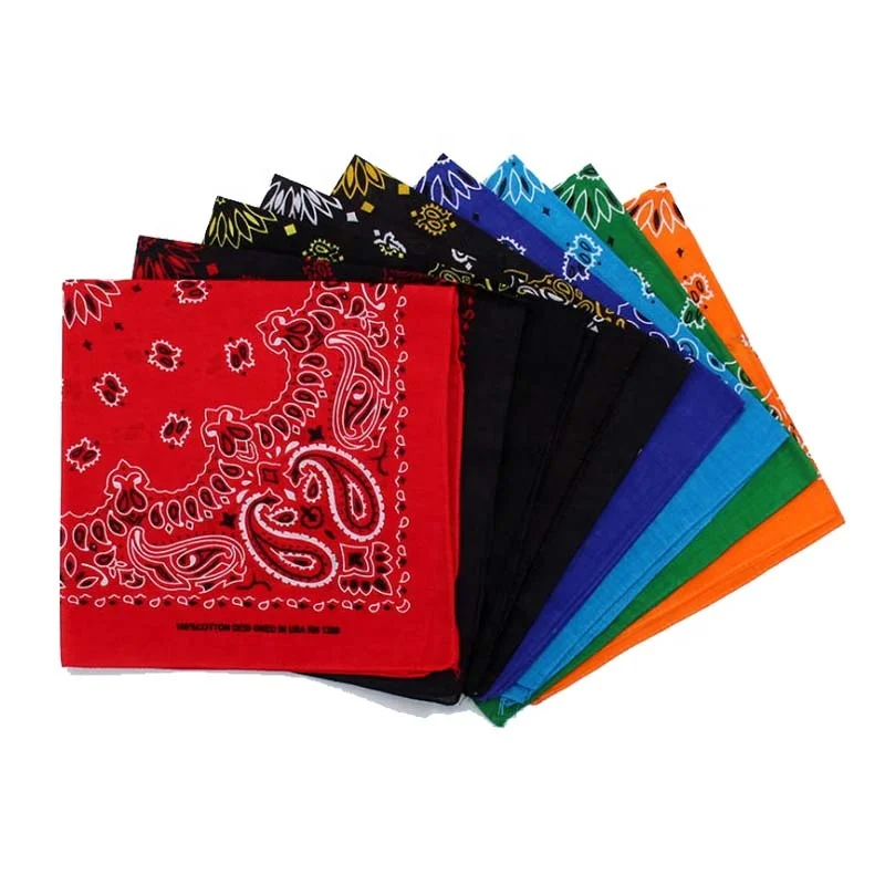 Customized Fashion Colorful  Print soft 100% cotton bandanas multifunction square  bandana