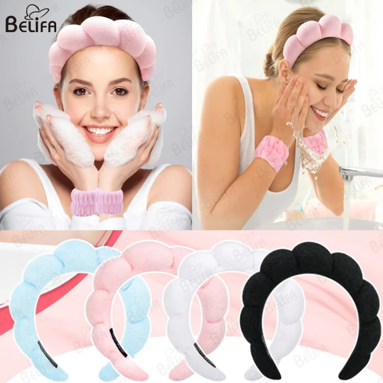 New Custom Twist Sponge Hair Headbands Spa Hairbands for Women Fabric Head Band for Skincare Face Makeup Hair Hoop