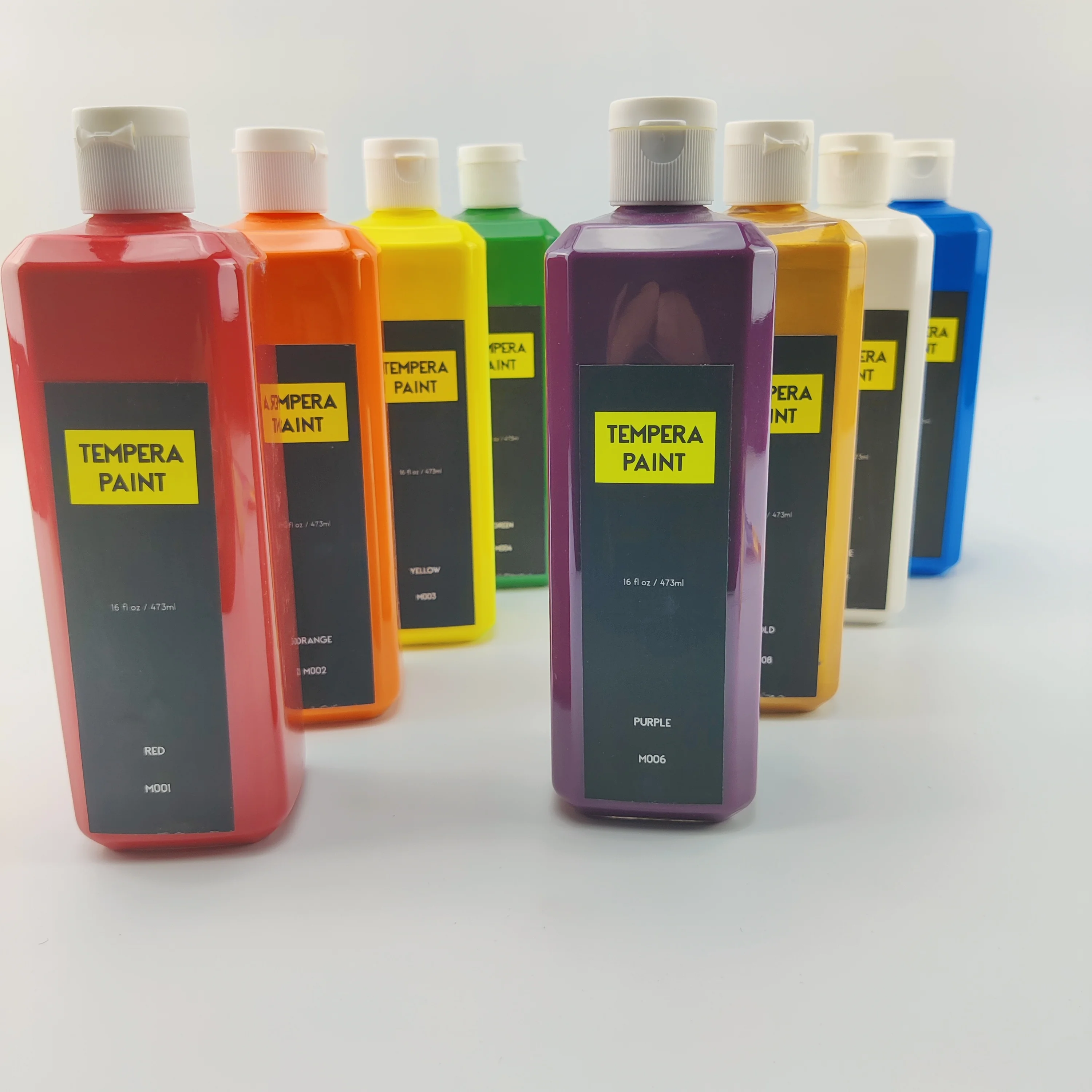 8 colors 473 ML washable tempera paint set with brush and sponge for kids DIY painting