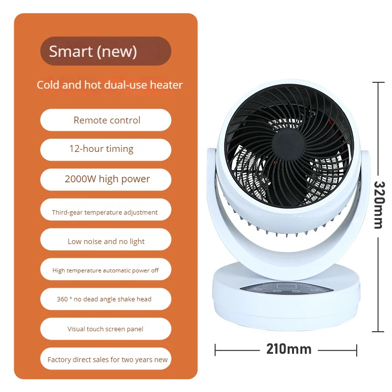 Hot Sale 2000W air circulation heater  Portable Mini Fan Heater Home Small Office Can Swing Head Heating And Cooling Fan
