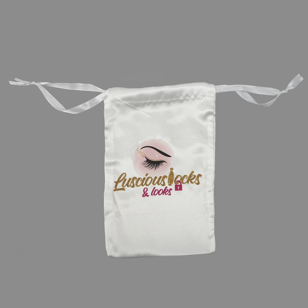 Маленькие шелковые Сумки на шнурке с индивидуальным принтом, Золотая атласная большая сумка для косметики