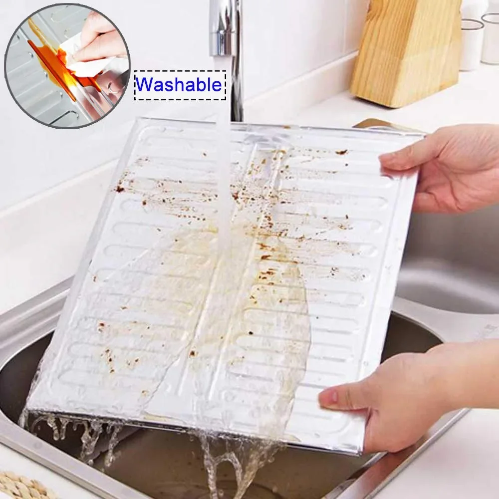 Large Foldable 2 burners Aluminum Foil Oil Baffle Stove Splatter Guard Blocks Heat Insulation Oil Splash Kitchen Utensils