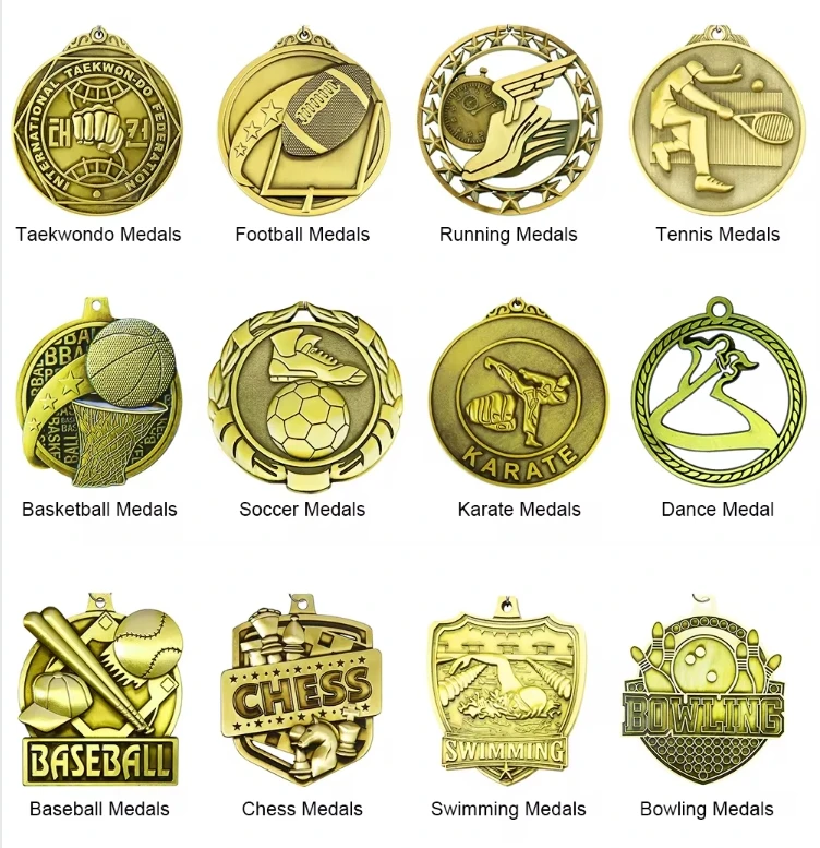 Race Short Drape Uniform Costume Medals Custom Gold Key Ribbon Metal Hanger Sports Blank Soccer Football Medal