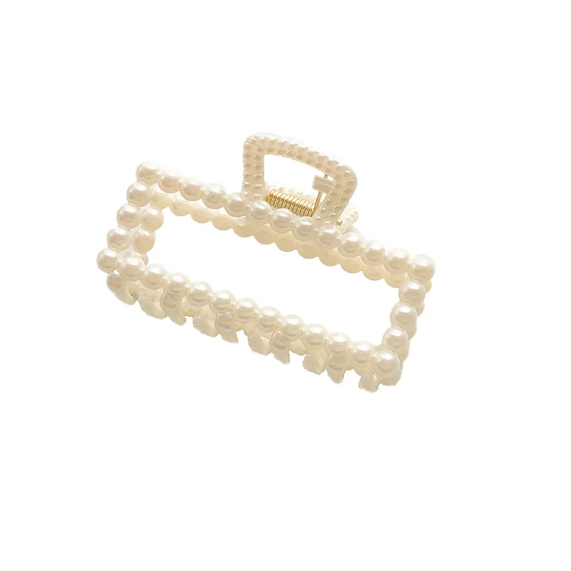 2023 Imitation Pearl Hairpin Cross Hollow Hair Fashion Hairpin Hair Large Grab Shark Clip Hair Accessories