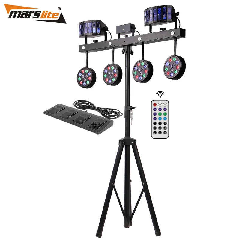  Профессиональные портативные Dj-огни стробоскоп + Дерби лазер Par Can набор светодиодов сценическое освещение со стойкой