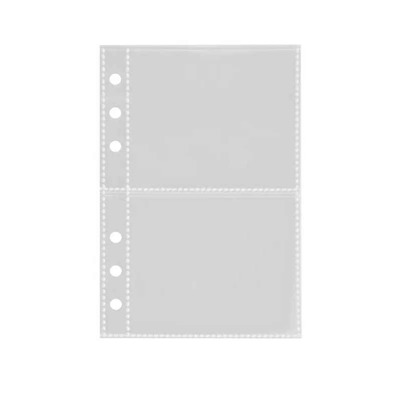 A6 3' photo album 6 holes cash envelopes clear pp 2-pouches for 6-ring loose leaf notebook binder organize photos cards bills